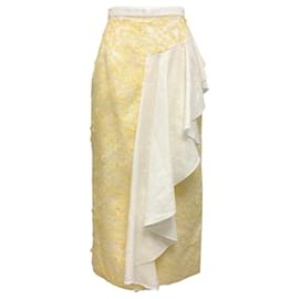 Autre Marque-Markarian White / Yellow Floral Embroidered Midi Skirt-Yellow