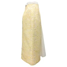 Autre Marque-Markarian White / Yellow Floral Embroidered Midi Skirt-Yellow