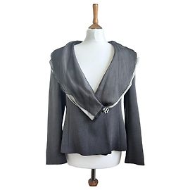 Giorgio Armani Grey Silk Collar Blazer Grey