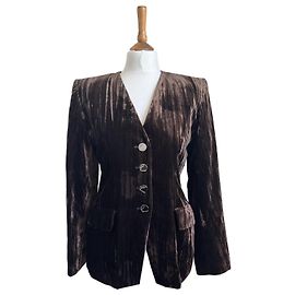 Veste de costume Yves Saint Laurent Chocolat Effet Velours Chocolat