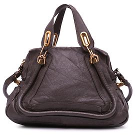 Chloé Brown Small Pebbled Leather Paraty Satchel Brown Dark brown