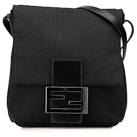 Fendi-Sac à bandoulière en toile Zucchino noir Fendi-Noir