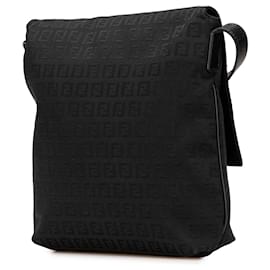 Fendi-Sac à bandoulière en toile Zucchino noir Fendi-Noir