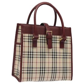 Sac à main en toile Burberry Nova Check beige bordeaux or Auth am8471 Beige Doré Bordeaux
