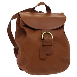 Coach Backpack Leather Brown Gold Auth am8475 Brown Golden