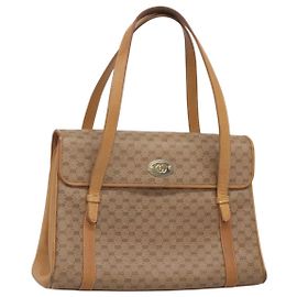 Gucci Bolsa de mão Micro GG Supreme em PVC bege e dourado 000 46 4857 Auth BA2398 Bege Dourado
