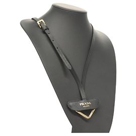 PRADA Neck Strap Safiano leather Black Auth 123025 Black