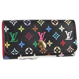LOUIS VUITTON Multicolor Multicles 4 Key Case Black M93732 LV Auth 123309AV Black
