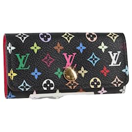 Louis Vuitton-LOUIS VUITTON Multicolor Multicles 4 Key Case Black M93732 LV Auth 123309AV-Black