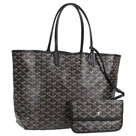 GOYARD Herringbone Saint Louis PM Tote Bag PVC Black Auth yk18410M Black