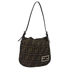 Fendi-Sac à bandoulière en toile Zucca FENDI marron noir Auth am8381-Marron,Noir