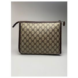 Vintage Gucci Ophidia Monogram Clutch aus Leder Schwarz