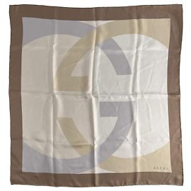 Gucci Foulard en soie bicolore entrelacé Multicolore