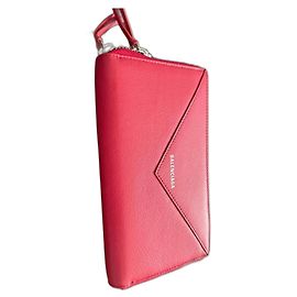 Balenciaga Zippy Long Leather Wallet Red Red