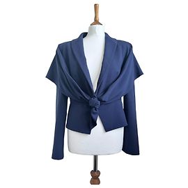 Giorgio Armani Navy Blue Wool Jacket with Shawl Collar Navy blue