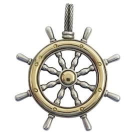 Hermès-RARE VINTAGE HERMES PENDANT WHEEL BAR IN 800 SILVER & 18K YELLOW GOLD 24.8 GR-Other