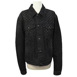 LOUIS VUITTON DAMIER BLACK DENIM JACKET RM251MCCUHSA71W L 52 Black