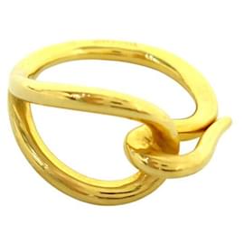 Hermès-ANNEAU DE FOULARD HERMES JUMBO METAL DORE H601702S00 SCARF RING GOLDEN-Doré