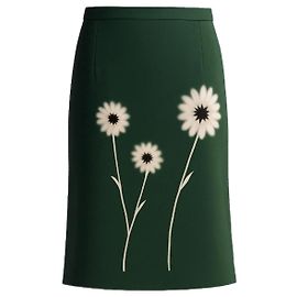 Falda Prada de seda verde con estampado de margaritas Verde