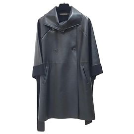 Schwarzer Ledermantel von Bottega Veneta Größe 38 Schwarz