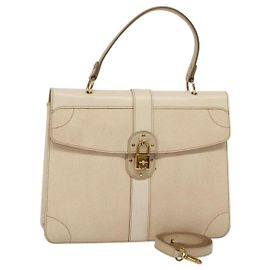 Sac à main en cuir Gancini de Salvatore Ferragamo 2 voies beige or Auth MX417 Beige Doré