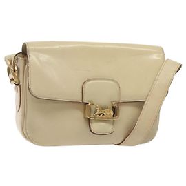 Céline Bolsa de ombro CELINE em couro branco e dourado Auth bs25844 Branco Dourado