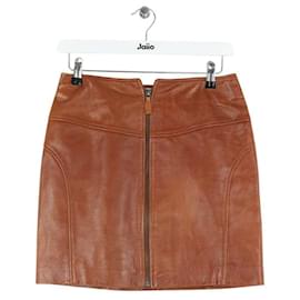 Bash Brown leather mini skirt Brown