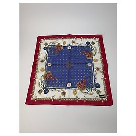 Céline Sciarpa vintage Celine blu rossa Blu