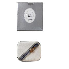Christian Dior Vintage diagonal monogram wallet White Navy blue