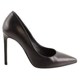Saint Laurent Schwarze Lederabsätze Schwarz