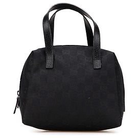 Gucci Black Mini GG Canvas Balthus Tofu Bag Black