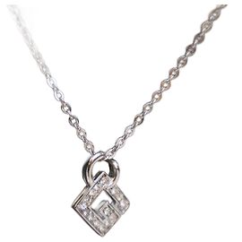 Givenchy Silver Silver Plated G Logo Rhinestone Pendant Necklace Silvery