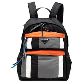 Prada Schwarzer Tessuto Patch Rucksack Schwarz