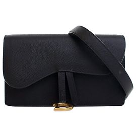 Dior Gürteltasche aus schwarzem genarbtem Kalbsleder Schwarz