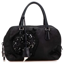 Borsa a cuore da sera in tessuto nero Prada Nero