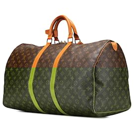 Louis Vuitton-Louis Vuitton Brown Monogram Keepall 55-Brown