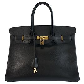 Borsa Hermès Birkin 35 nera con hardware dorato Nero