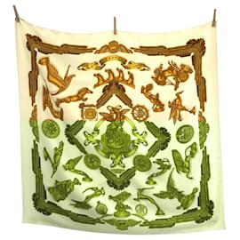 Hermès-Hermes Les Parures du Vent Beige Silk Scarf-Beige