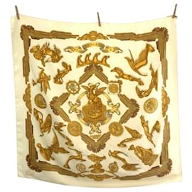 Hermès-Hermes Les Parures du Vent Beige Silk Scarf-Beige