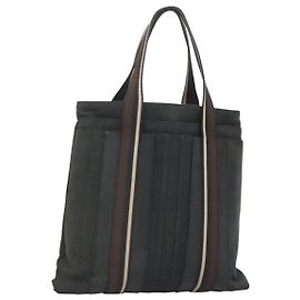 Hermès HERMES Troca Vertical GM Tote Bag Canvas Black Silver Auth bs26094 Black Silvery