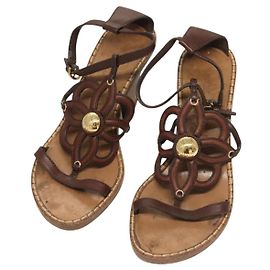 LOUIS VUITTON Sapatos de Salto Cuir Marrom LV Auth bs25696 Marrom