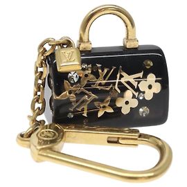 LOUIS VUITTON Speedy Porte Cles Unclusion Key Holder Black M65444 LV Auth BD2264 Black Golden