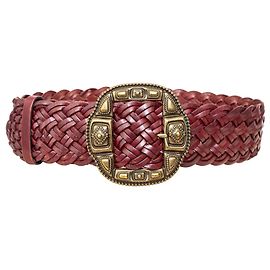 Cinturón Etro de cuero rojo trenzado con hebilla dorada Roja