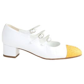 Carel White leather heels White