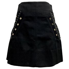 Saia mini Helena com detalhe em renda preta e dourada Ellery Preto