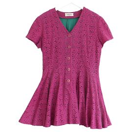 Abito mini svasato Kenzo Composition anni '80 rosa e verde Rosa Verde