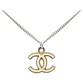Chanel Silber CC Emaille Anhänger Halskette Silber