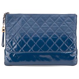 Chanel Blu Medio Pelle di Vitello Invecchiata Gabrielle O Clutch Blu