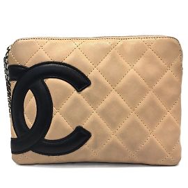 Chanel Cambon Linie Tasche aus beigem Lammleder Beige