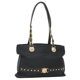 Borsa tote Gianni Versace in nylon nero e oro Auth bs25747 Nero D'oro